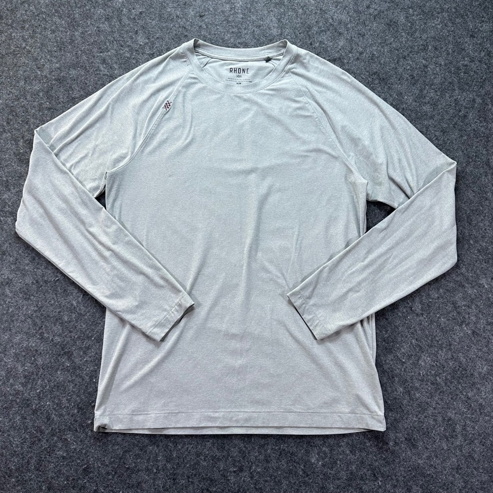Rhone Mens Gray Reign Performance Long Sleeve Shirt Size M